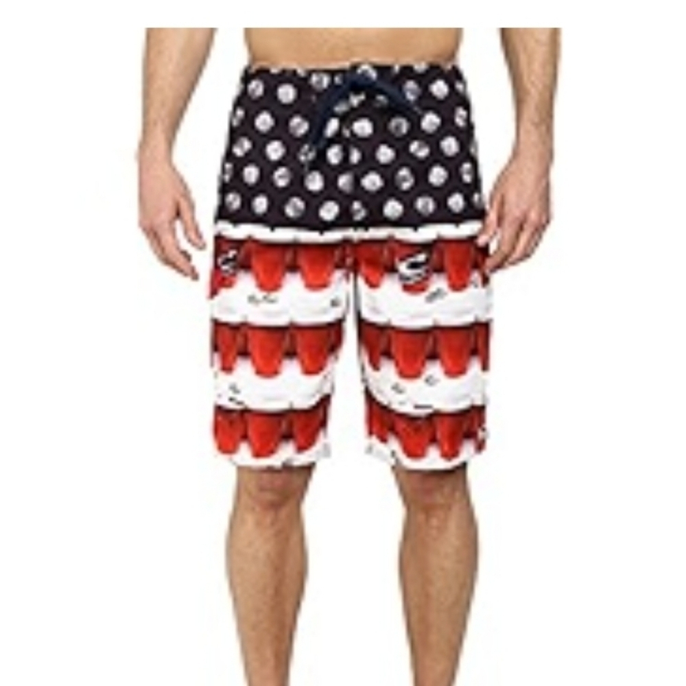 O'Neill Men's Red and Black Swim Board Shorts Sz30